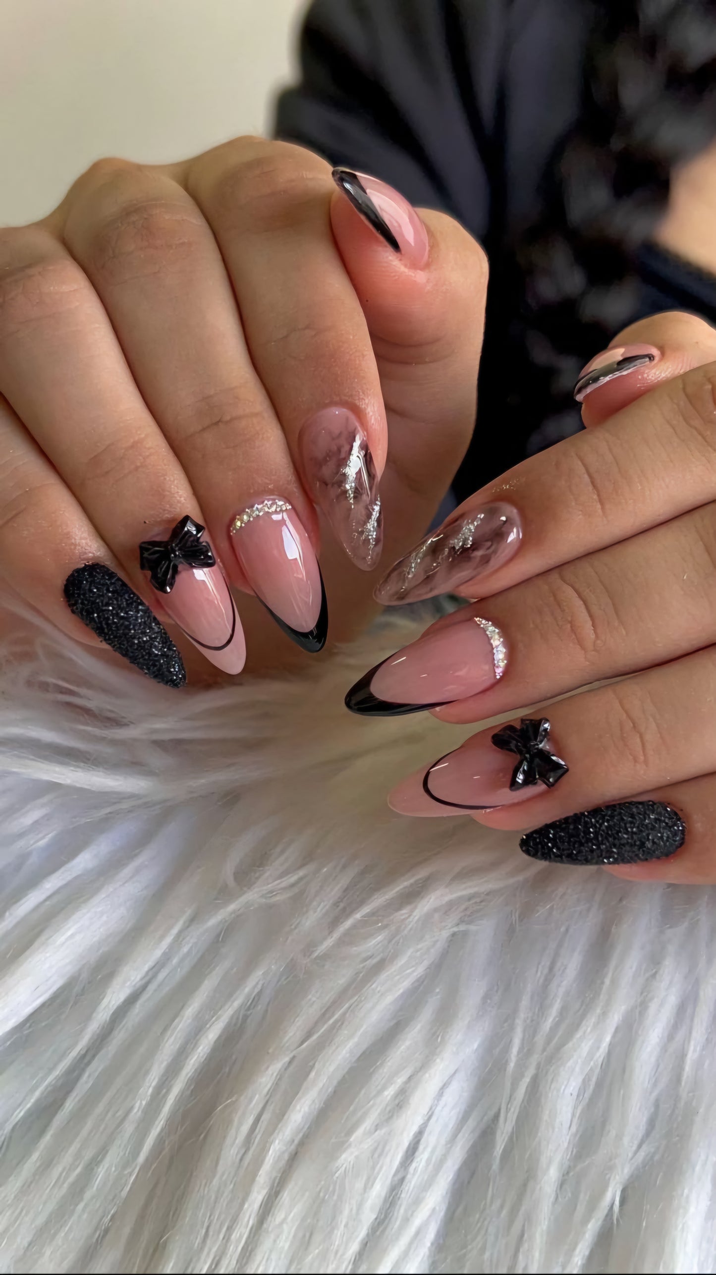 Midnight marble bow